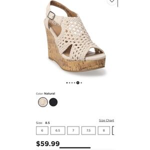 New Spring Summer Beach Woven Braided Cork Wedge Off White  Sandals Size 6.5